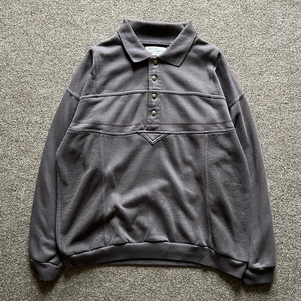 Vintage Sears Roebuck Plum Long Sleeve Polo Sweatshirt Retro Dad Grandpa Mens L